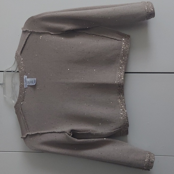 Oscar de la Renta Sequined Cropped Open Cardigan Bolero Size Medium Tan Gold - Picture 13 of 16